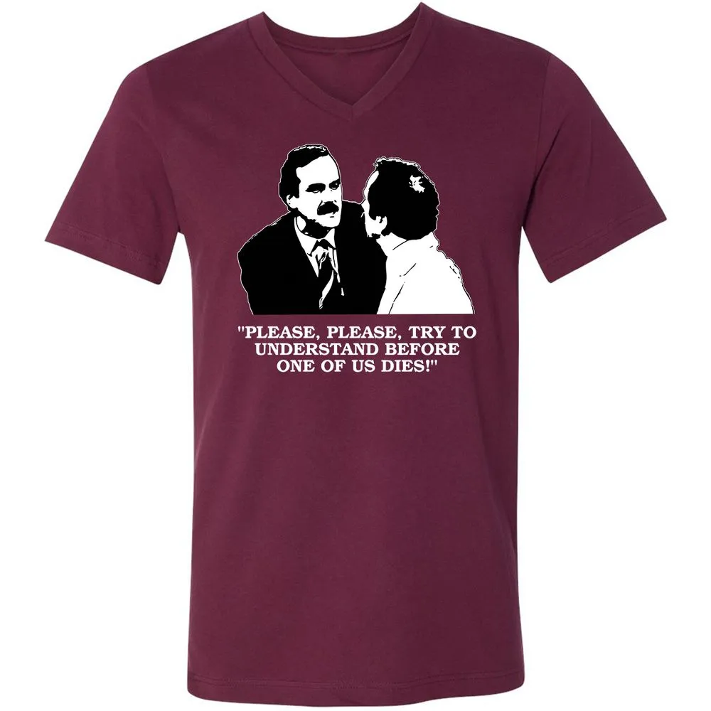 Unisex V-Neck T-Shirt - C82D5U26 - Maroon - 6