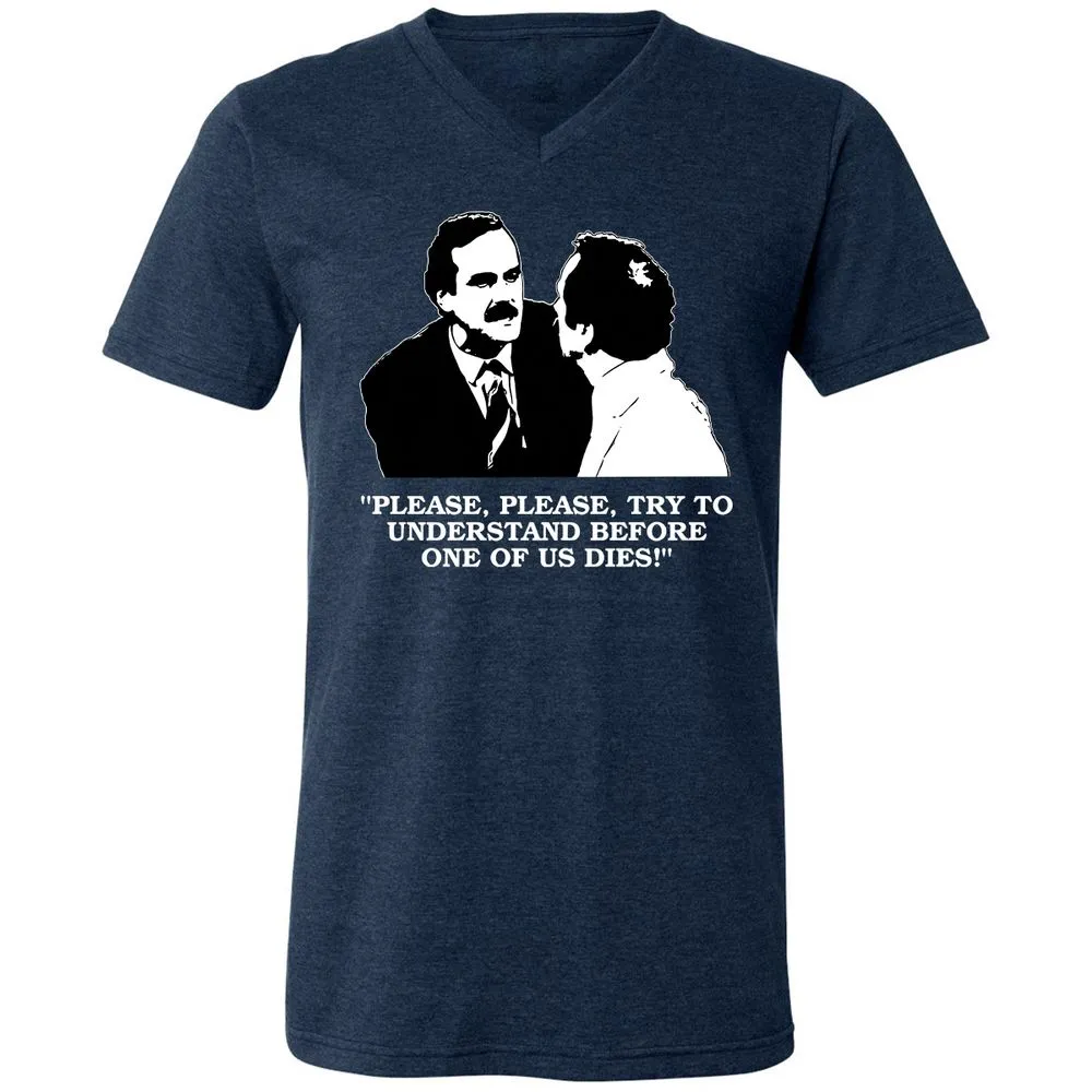Unisex V-Neck T-Shirt - C82D5U26 - Heather Navy - 15