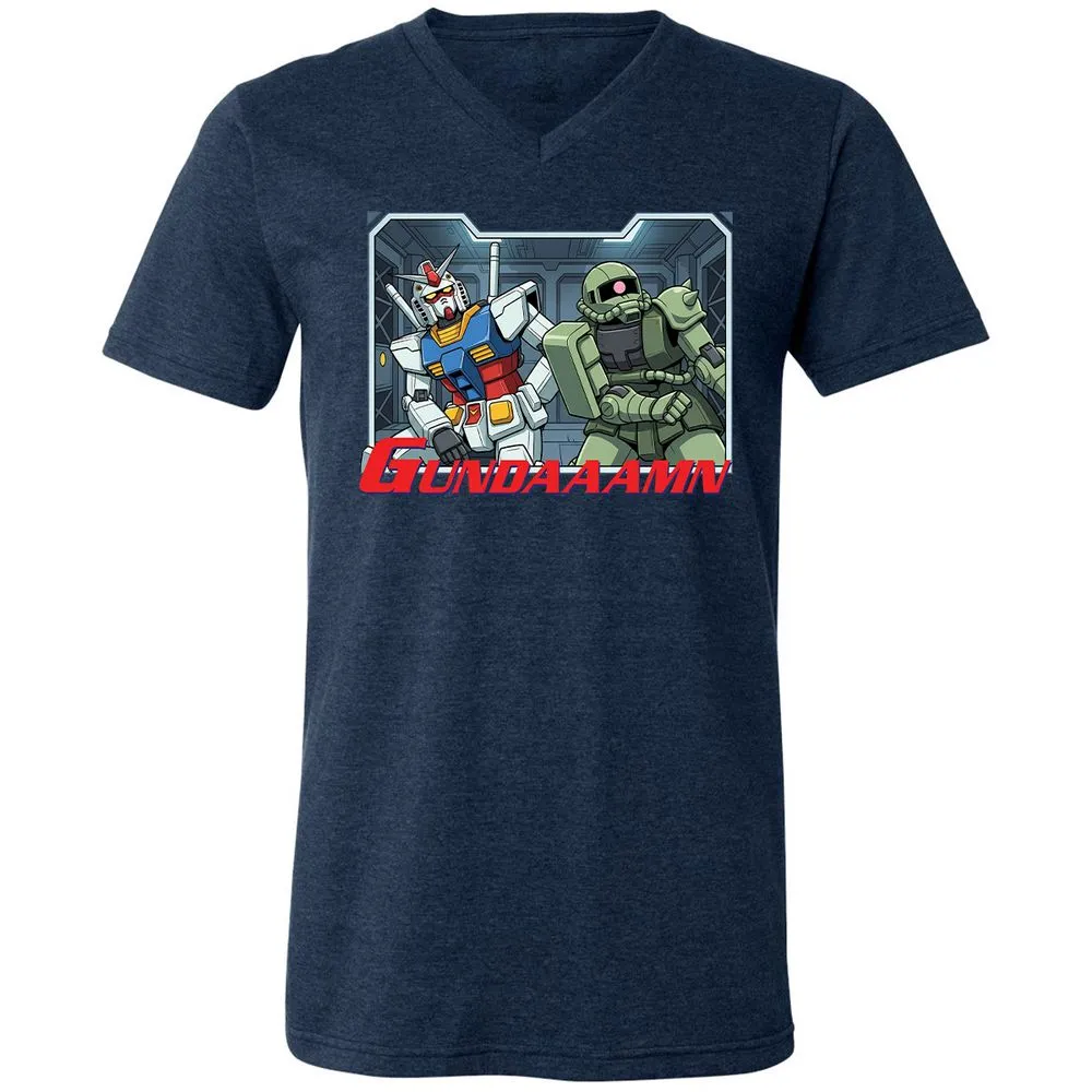 Unisex V-Neck T-Shirt - 5V8J5J1T - Heather Navy - 15