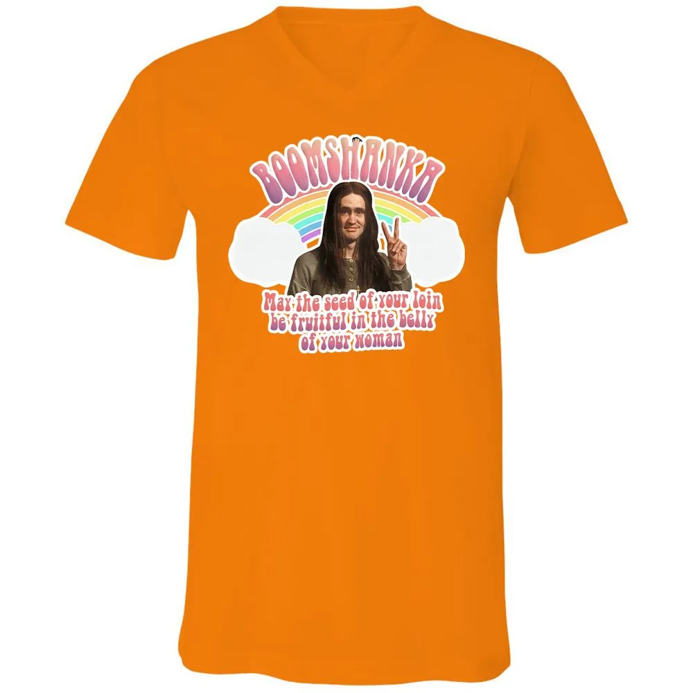 Unisex V-Neck T-Shirt - QANN7MK3 - Orange - 11