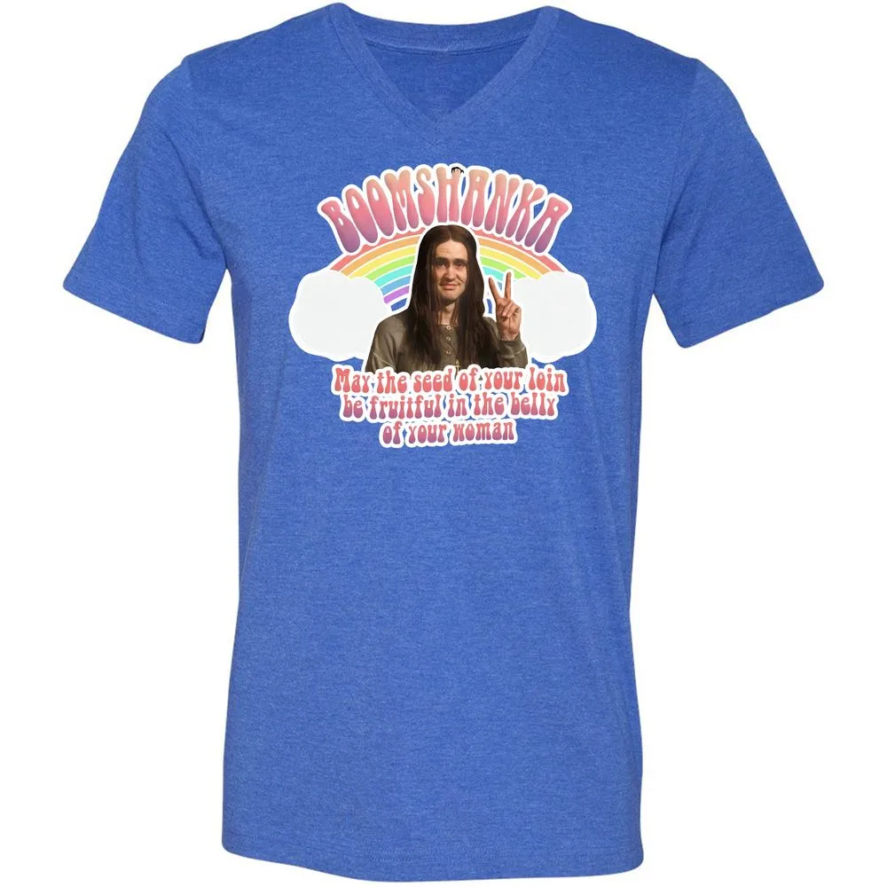 Unisex V-Neck T-Shirt - QANN7MK3 - Heather True Royal - 14
