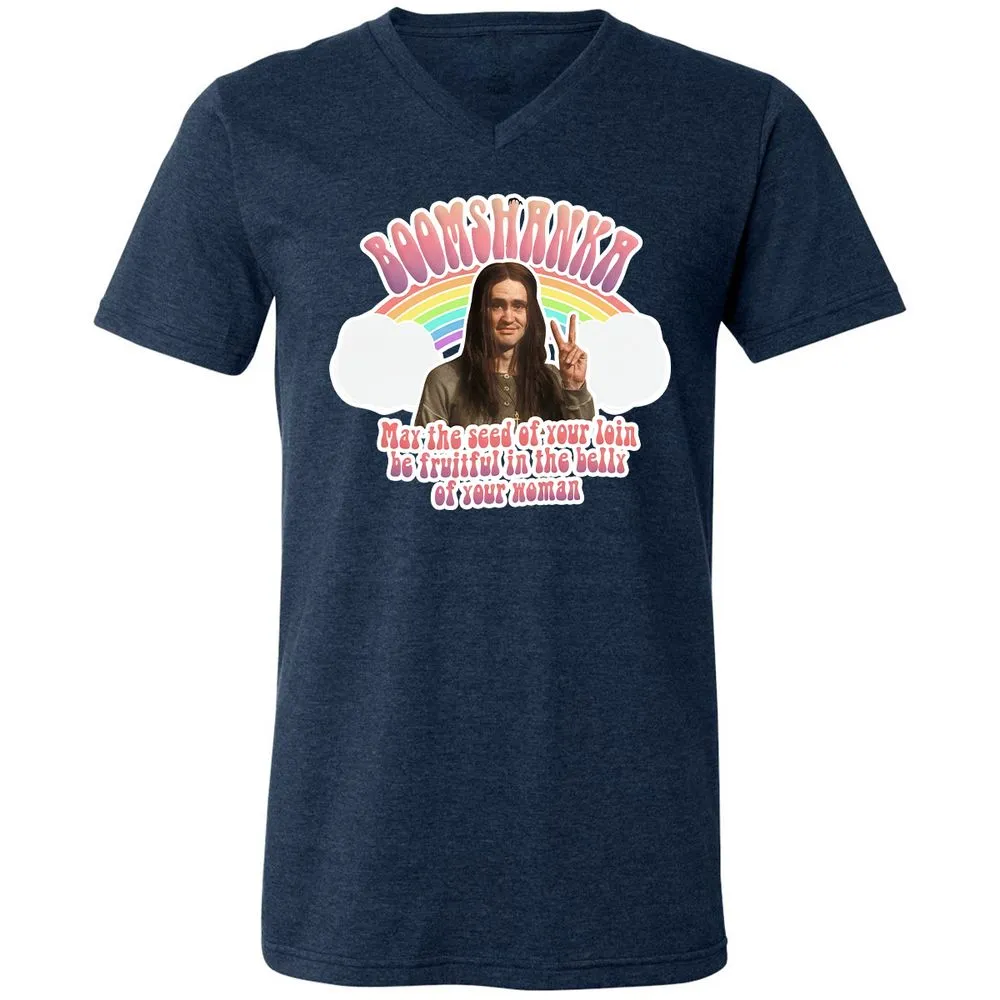 Unisex V-Neck T-Shirt - QANN7MK3 - Heather Navy - 15