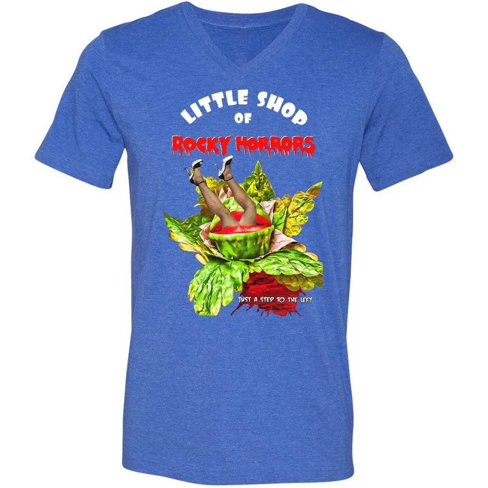 Unisex V-Neck T-Shirt - Black - Heather True Royal - 14