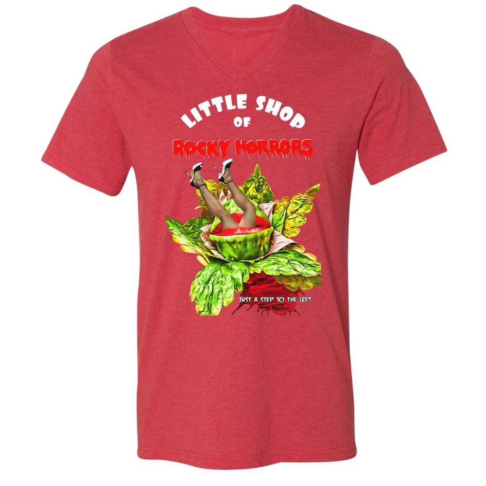 Unisex V-Neck T-Shirt - Black - Heather Red - 16