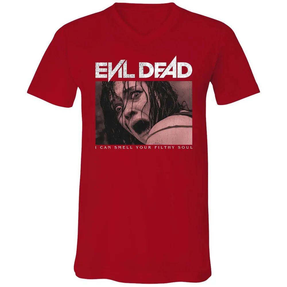 Unisex V-Neck T-Shirt - Black - Red - 3