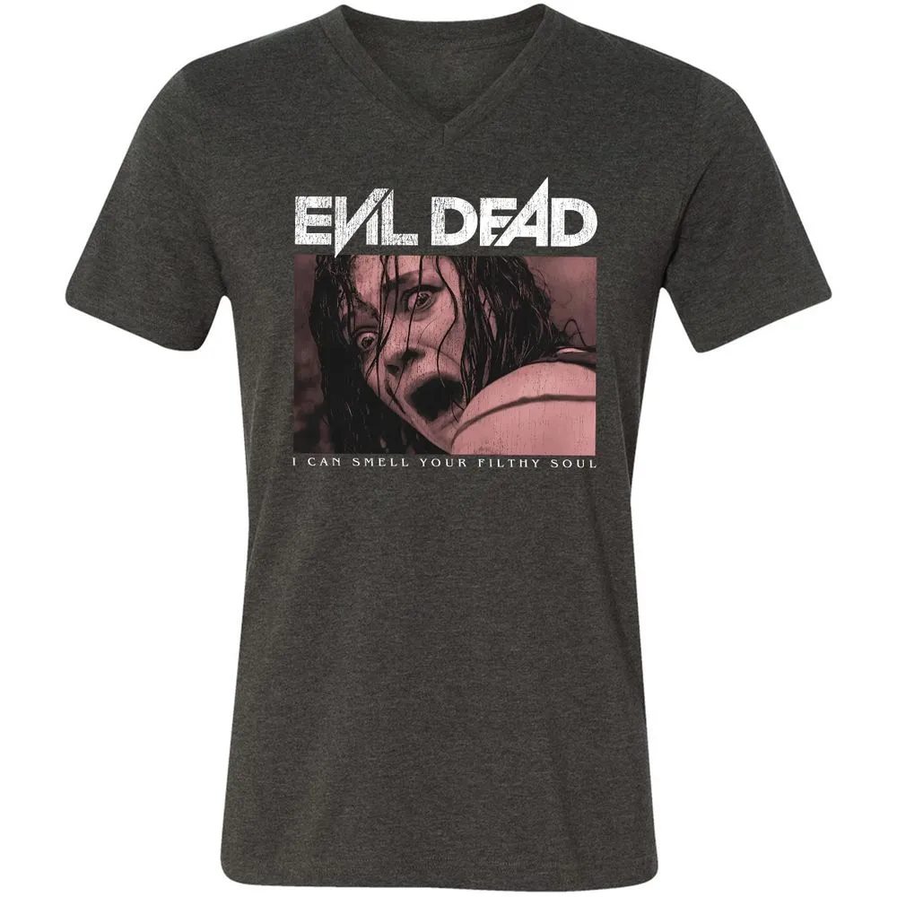 Unisex V-Neck T-Shirt - Black - Dark Grey Heather - 8