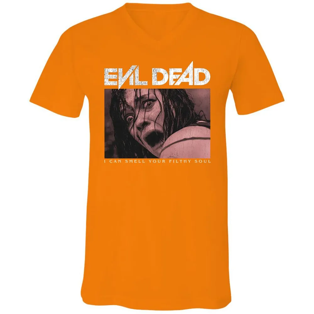 Unisex V-Neck T-Shirt - Black - Orange - 11