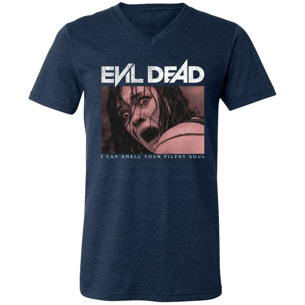 Unisex V-Neck T-Shirt - Black - Heather Navy - 15