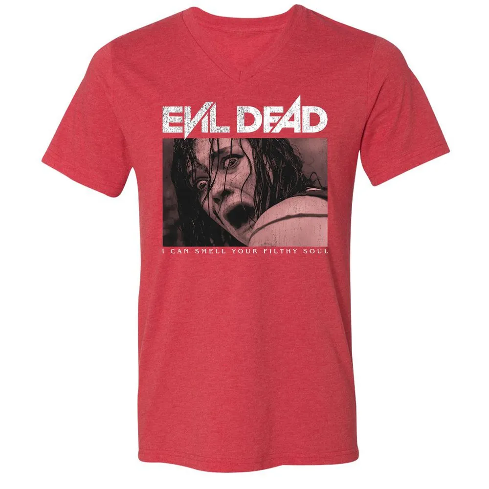 Unisex V-Neck T-Shirt - Black - Heather Red - 16