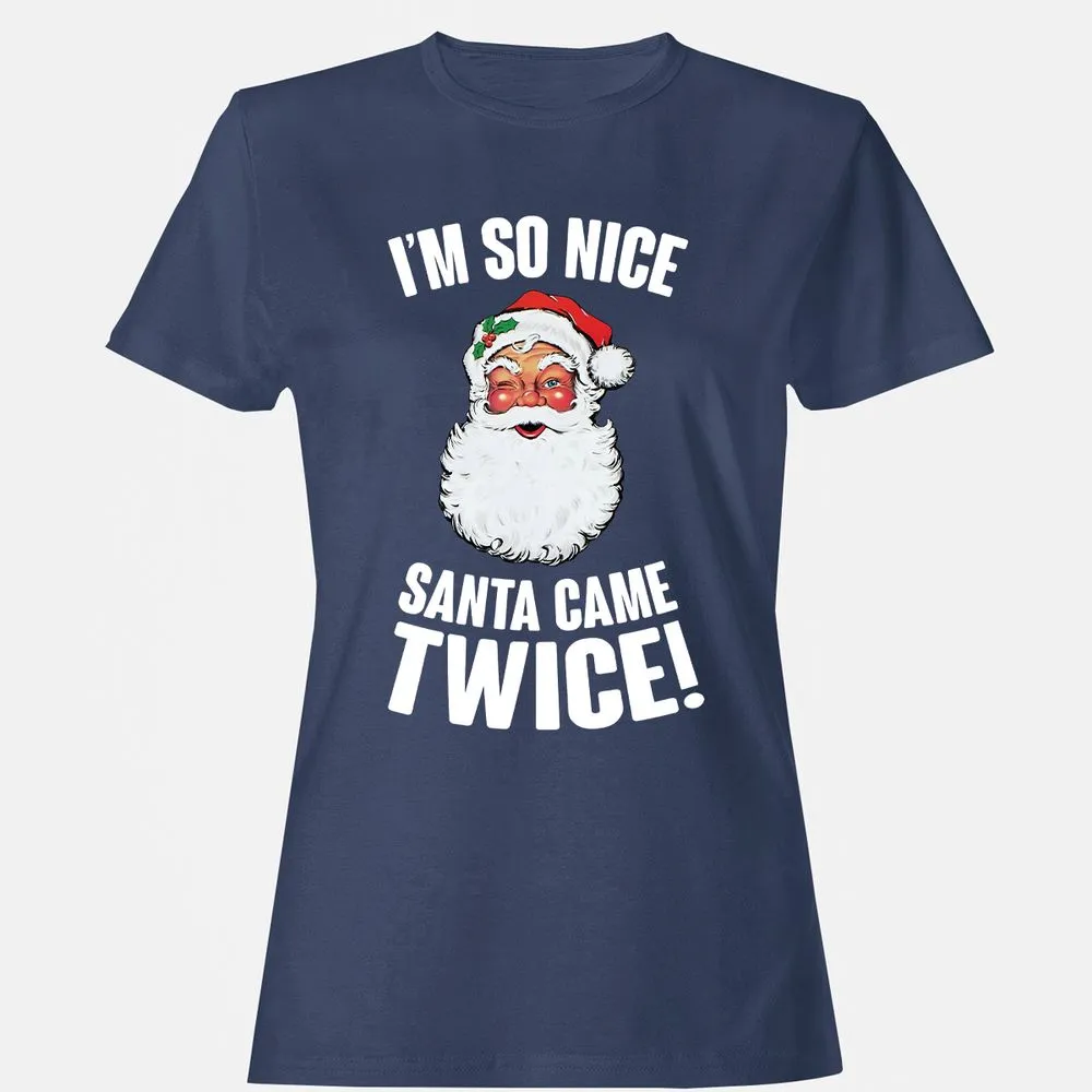 I'm So Nice Santa Came Twice! - Navy - 10