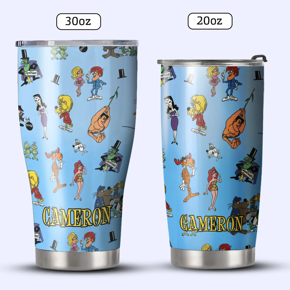 The Adventures of Rocky and Bullwinkle and Friends Characters Pattern Stainless Steel Tumbler - 4