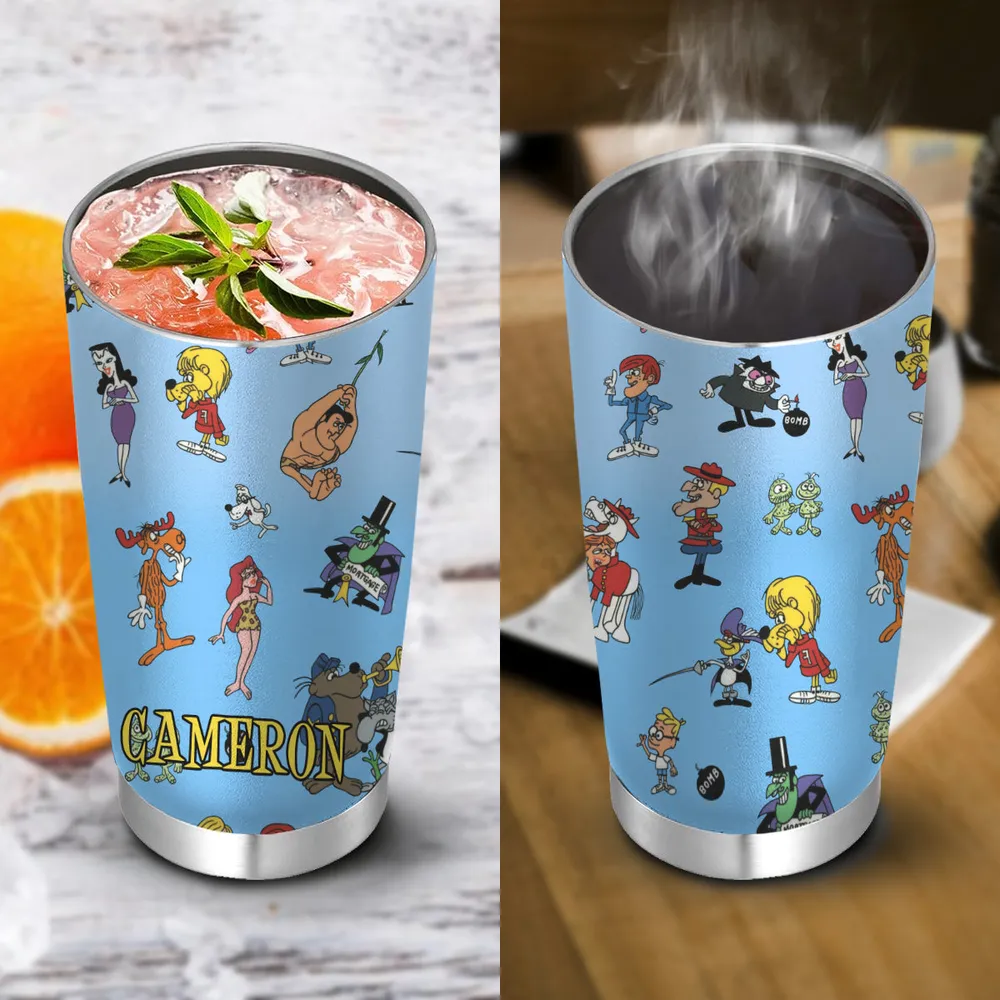 The Adventures of Rocky and Bullwinkle and Friends Characters Pattern Stainless Steel Tumbler - 2