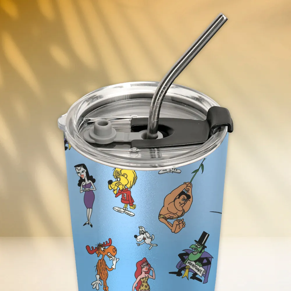 The Adventures of Rocky and Bullwinkle and Friends Characters Pattern Stainless Steel Tumbler - 3