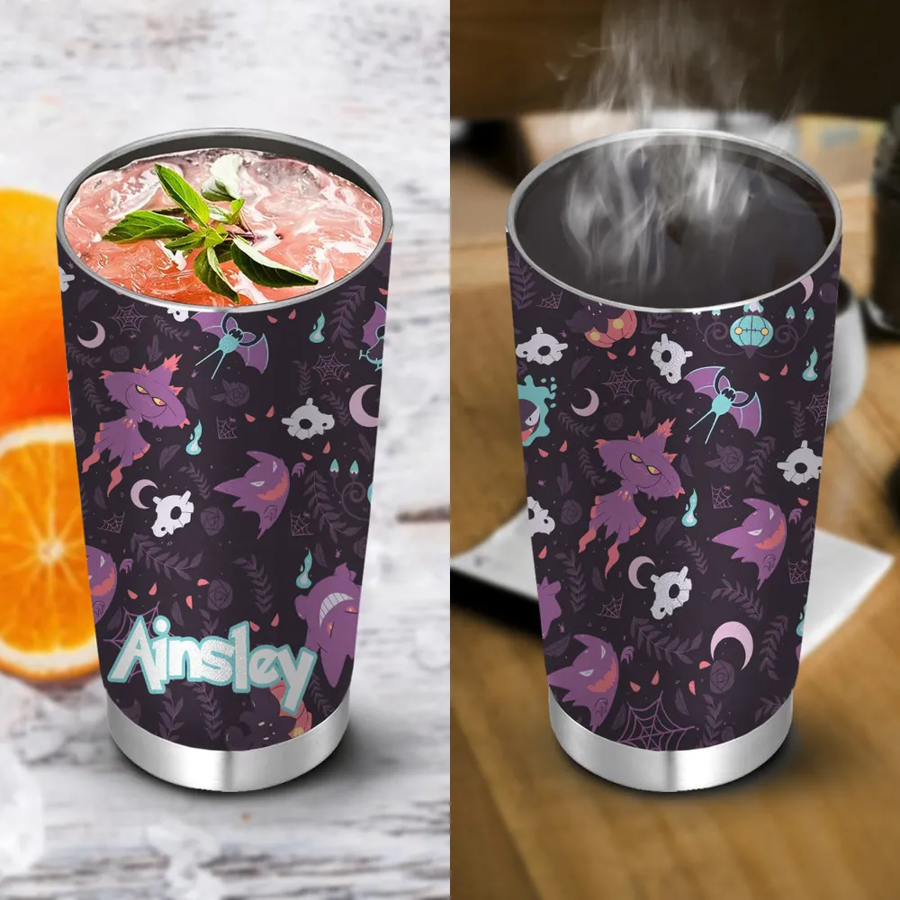 Lavender Town Gengar Pattern Stainless Steel Tumbler - 2