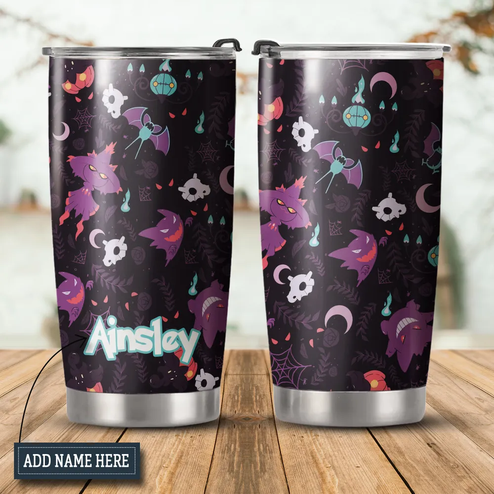 Lavender Town Gengar Pattern Stainless Steel Tumbler - 1