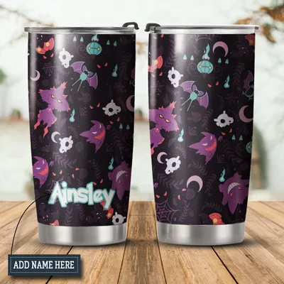 Lavender Town Gengar Pattern Stainless Steel Tumbler