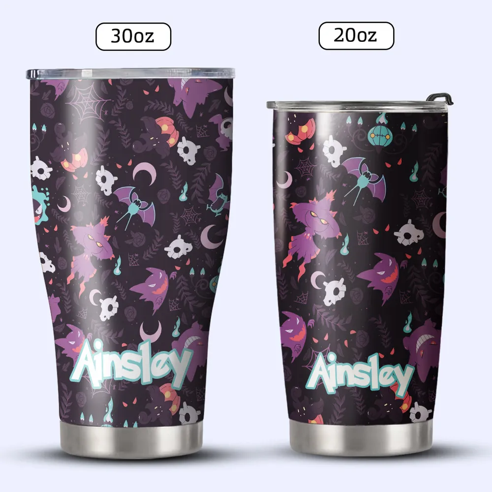 Lavender Town Gengar Pattern Stainless Steel Tumbler - 4