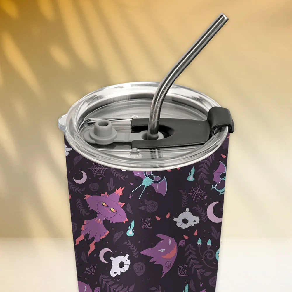 Lavender Town Gengar Pattern Stainless Steel Tumbler - 3