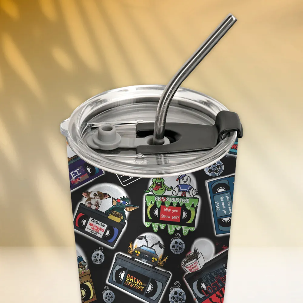 80's Movie Tapes Mashup Stainless Steel Tumbler - 3