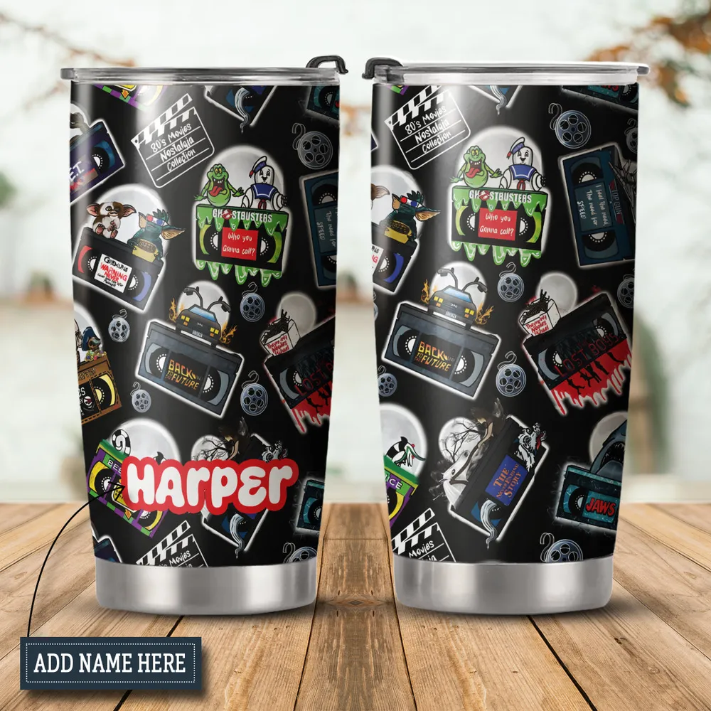 80's Movie Tapes Mashup Stainless Steel Tumbler - 1