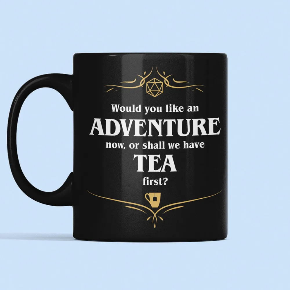 Adventure or Tea Black Ceramic Mug - 2