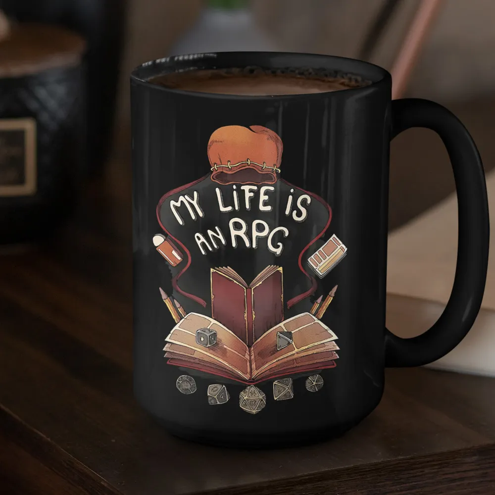 My Life is A RPG Black Ceramic Mug - 2