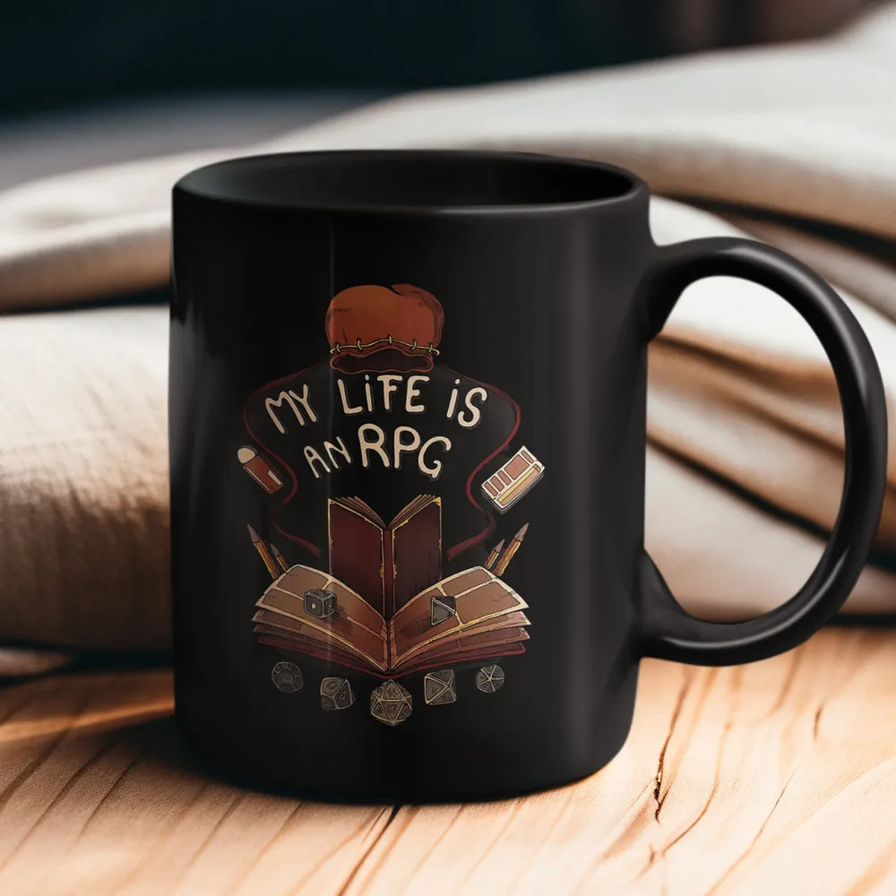 My Life is A RPG Black Ceramic Mug - 1