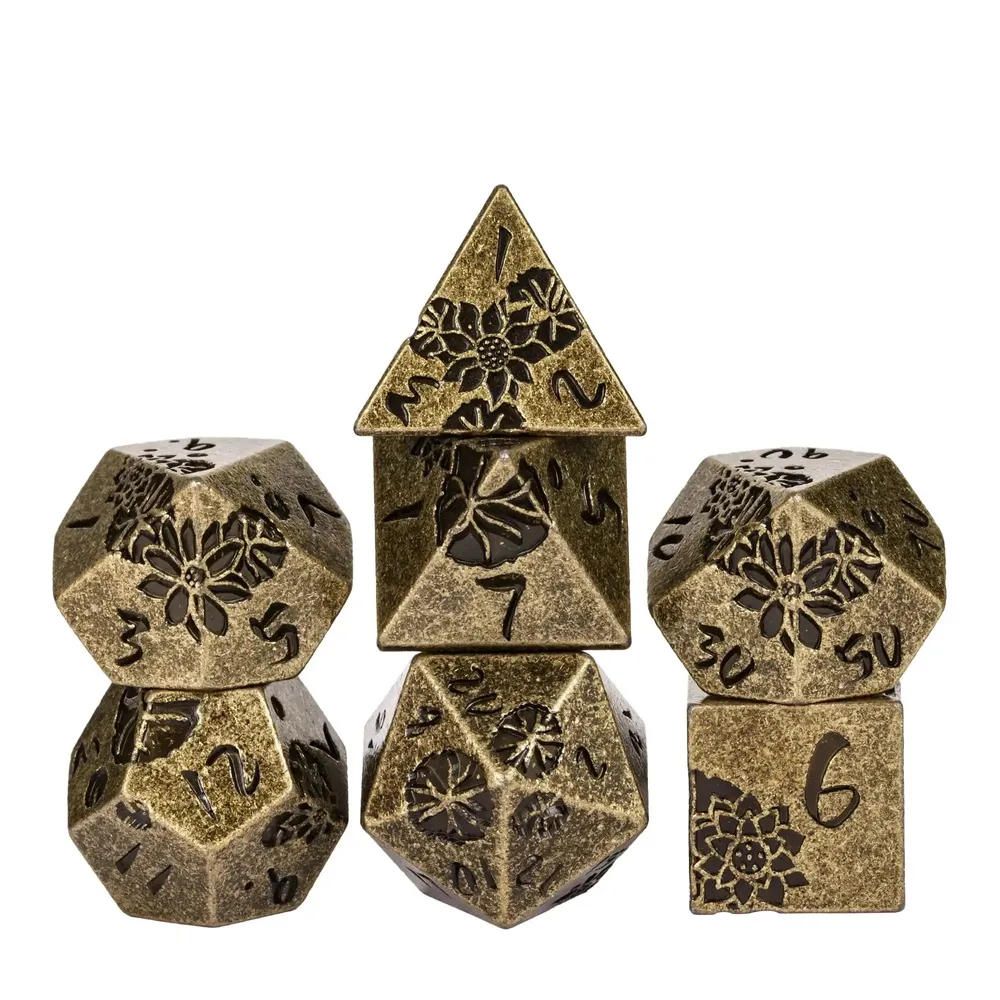 Lotus Metal Dice Set for DND Role Playing Games - 9