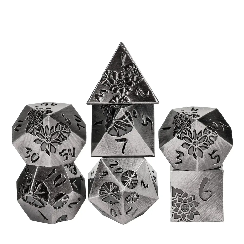 Lotus Metal Dice Set for DND Role Playing Games - 12