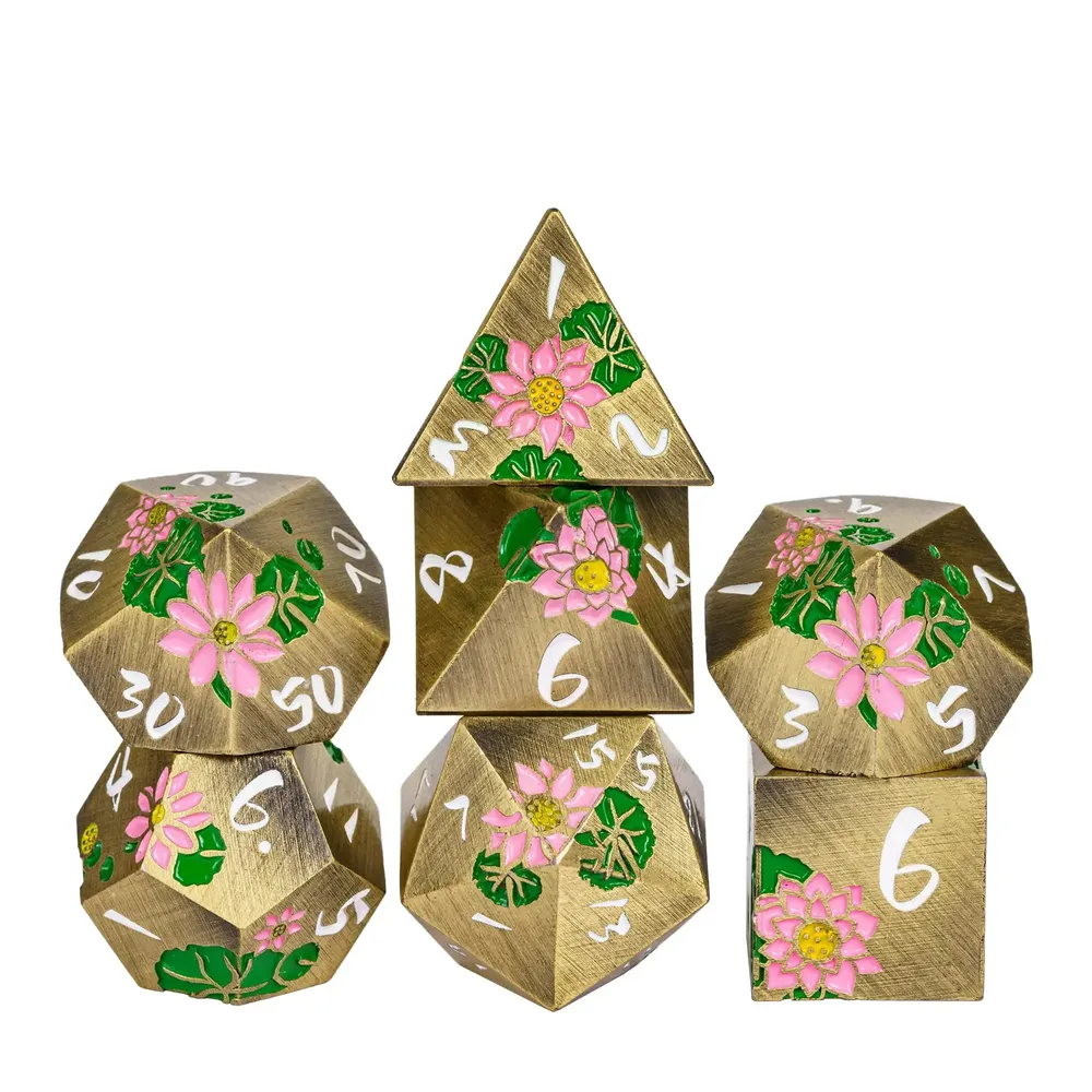 Lotus Metal Dice Set for DND Role Playing Games - 18