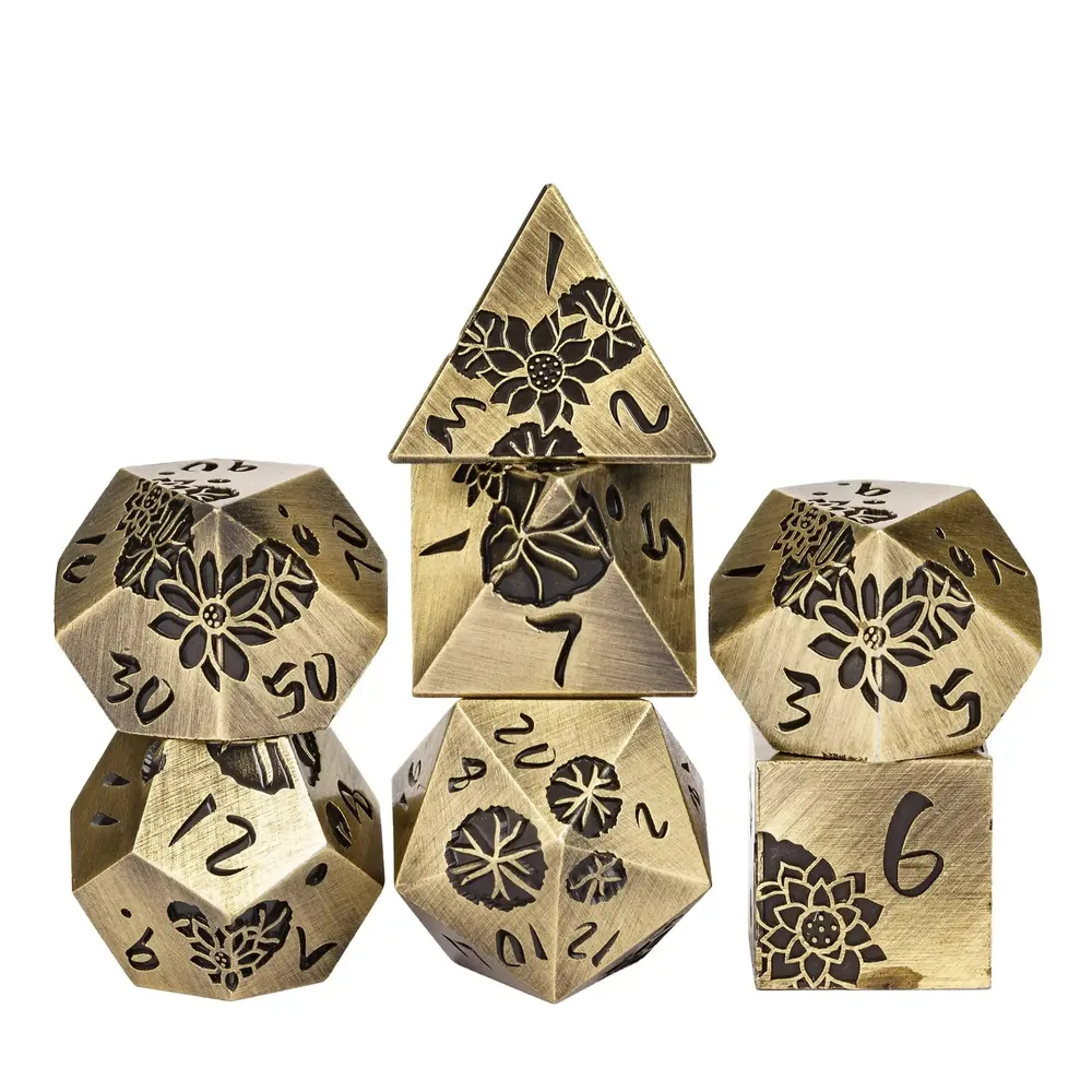 Lotus Metal Dice Set for DND Role Playing Games - 7