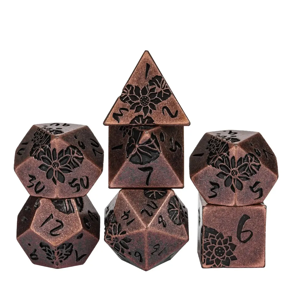 Lotus Metal Dice Set for DND Role Playing Games - 14