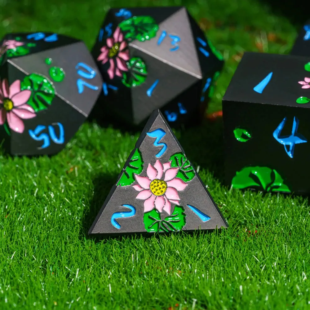 Lotus Metal Dice Set for DND Role Playing Games - 5