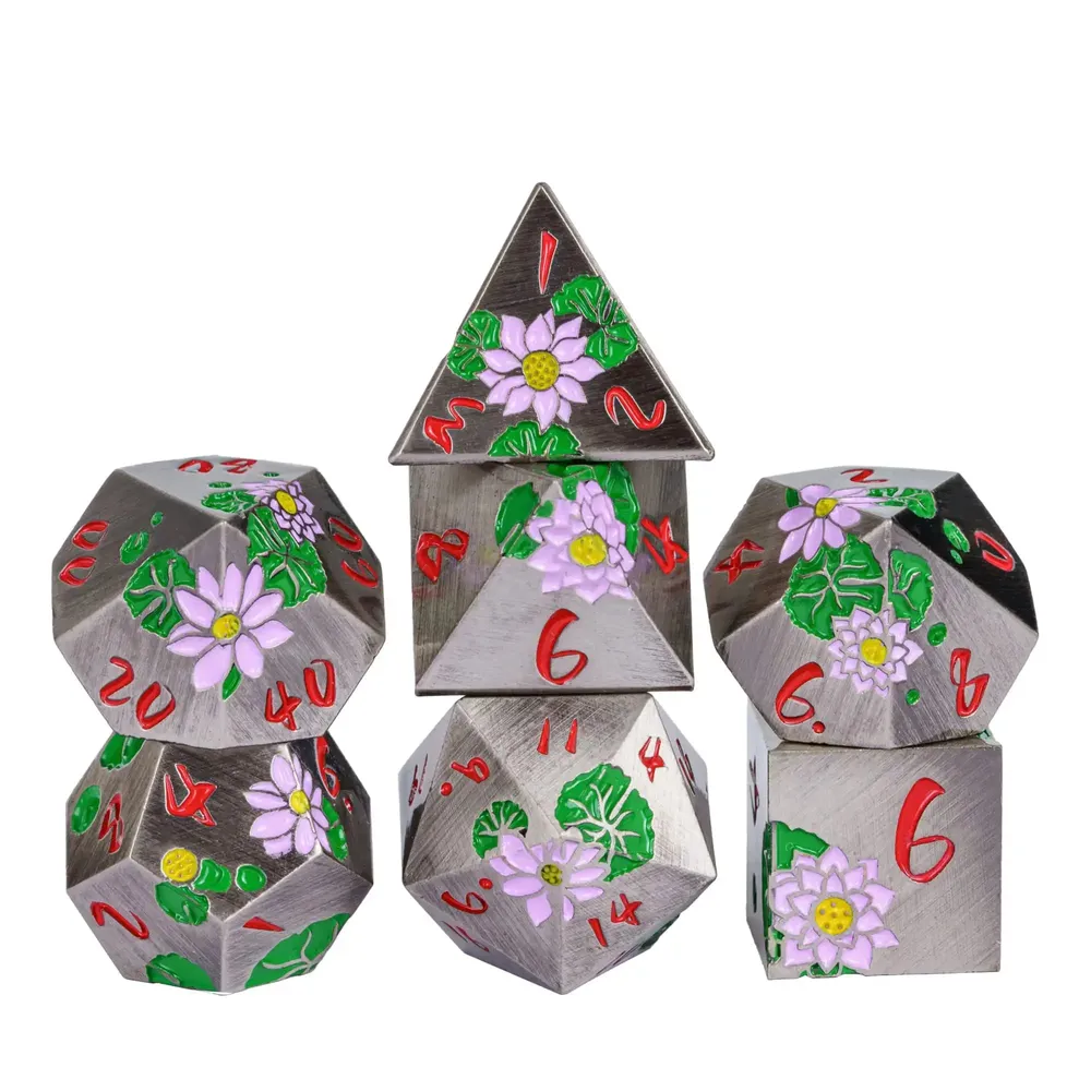 Lotus Metal Dice Set for DND Role Playing Games - 16