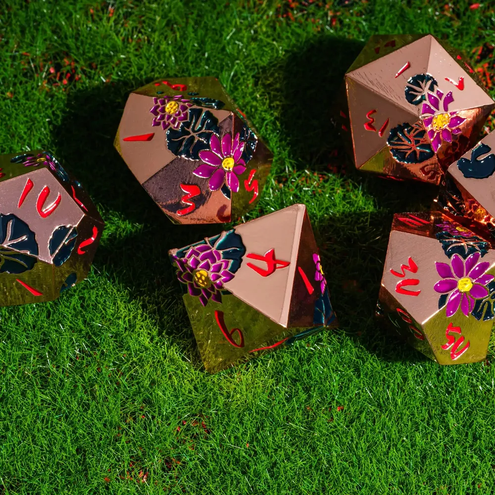 Lotus Metal Dice Set for DND Role Playing Games - 6