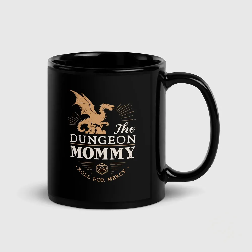 Dungeon Mommy Roll For Mercy Black Ceramic Mug - 4