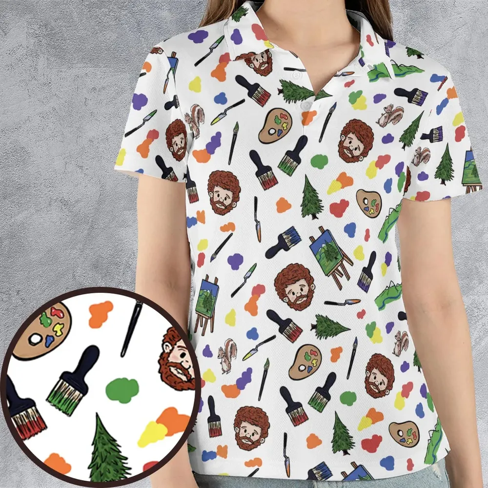 Joy Of Painting Bob Ross AOP Men/Women Polo Shirt - 4