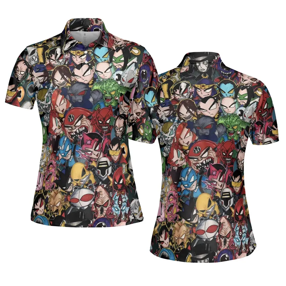 DC Villains Chibi AOP Men/Women Polo Shirt - 5