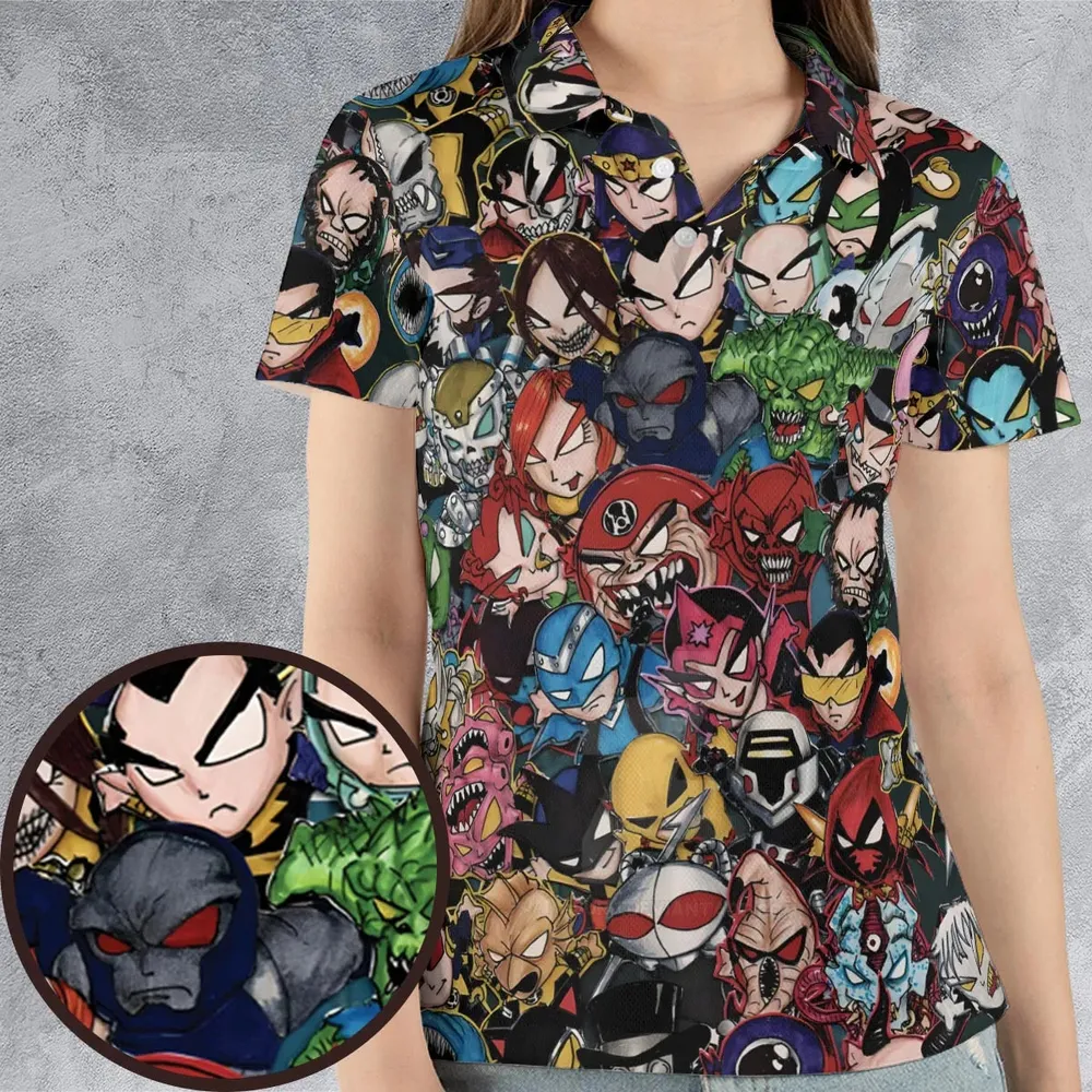 DC Villains Chibi AOP Men/Women Polo Shirt - 4