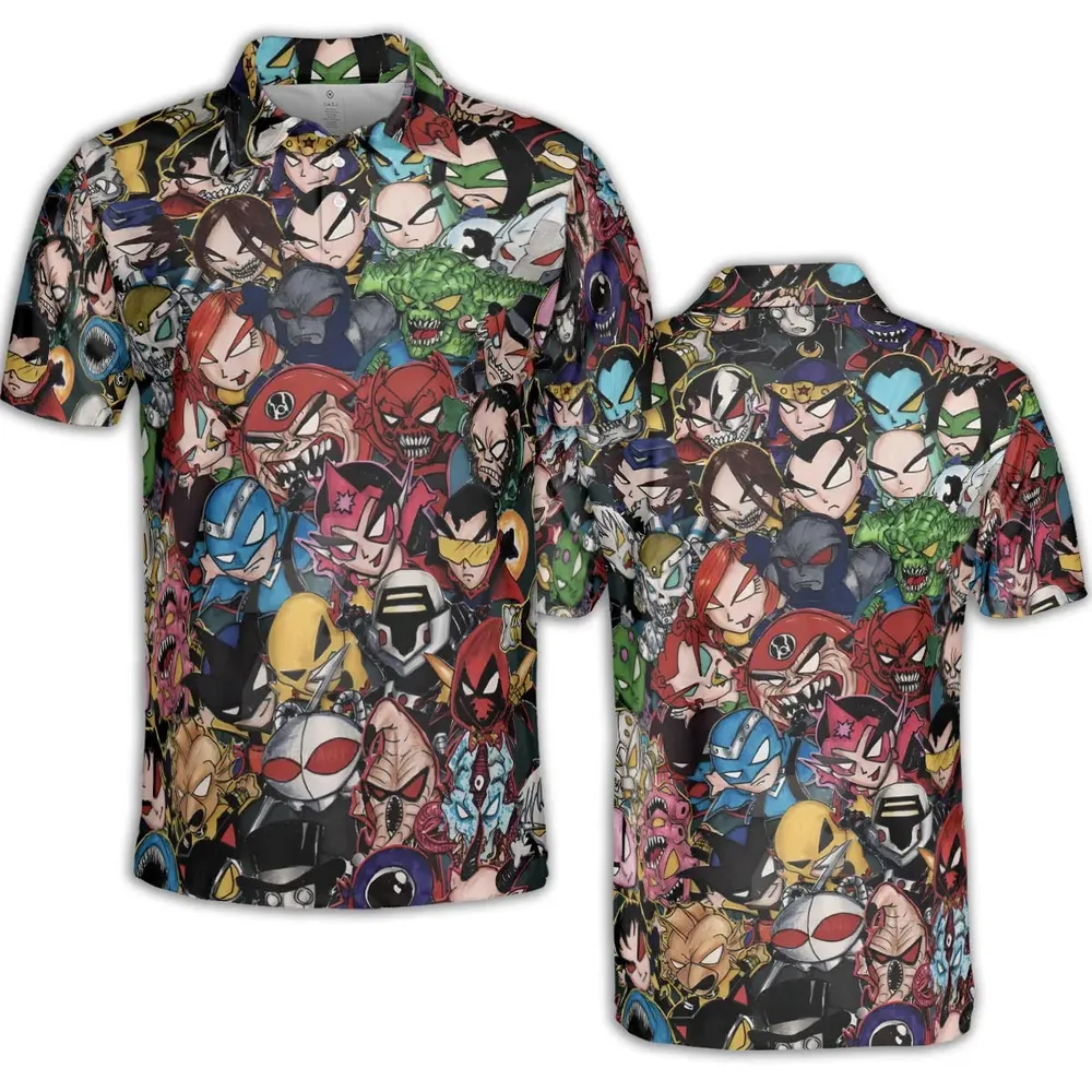 DC Villains Chibi AOP Men/Women Polo Shirt - 2