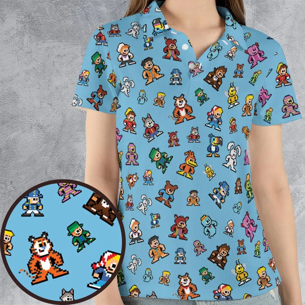 8-bit Breakfast Cereal Icons AOP Men/Women Polo Shirt - 4