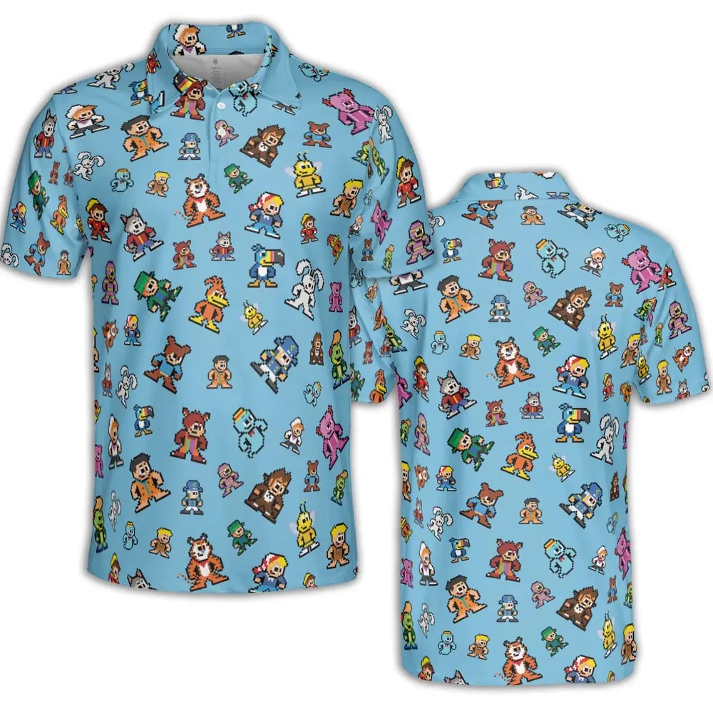 8-bit Breakfast Cereal Icons AOP Men/Women Polo Shirt - 2