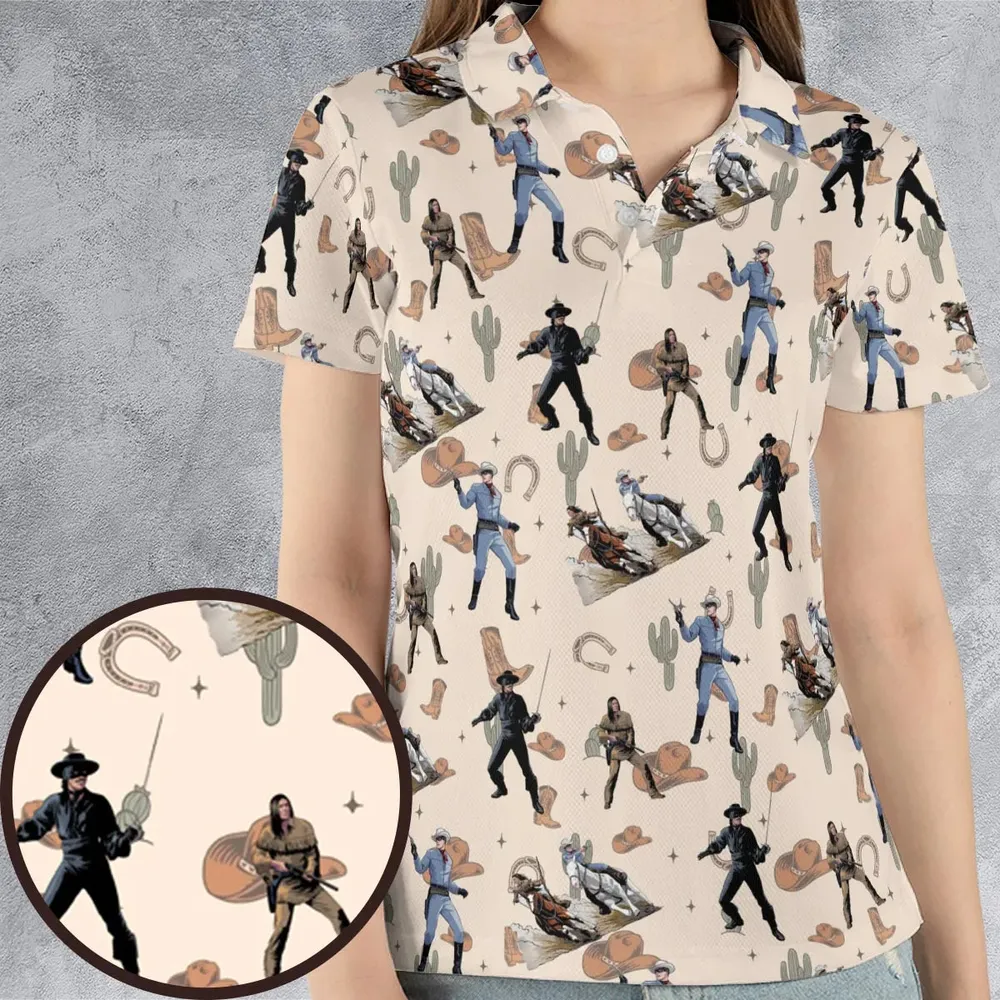 Old Western The Lone Ranger Zorro Tarzan AOP Men/Women Polo Shirt - 4