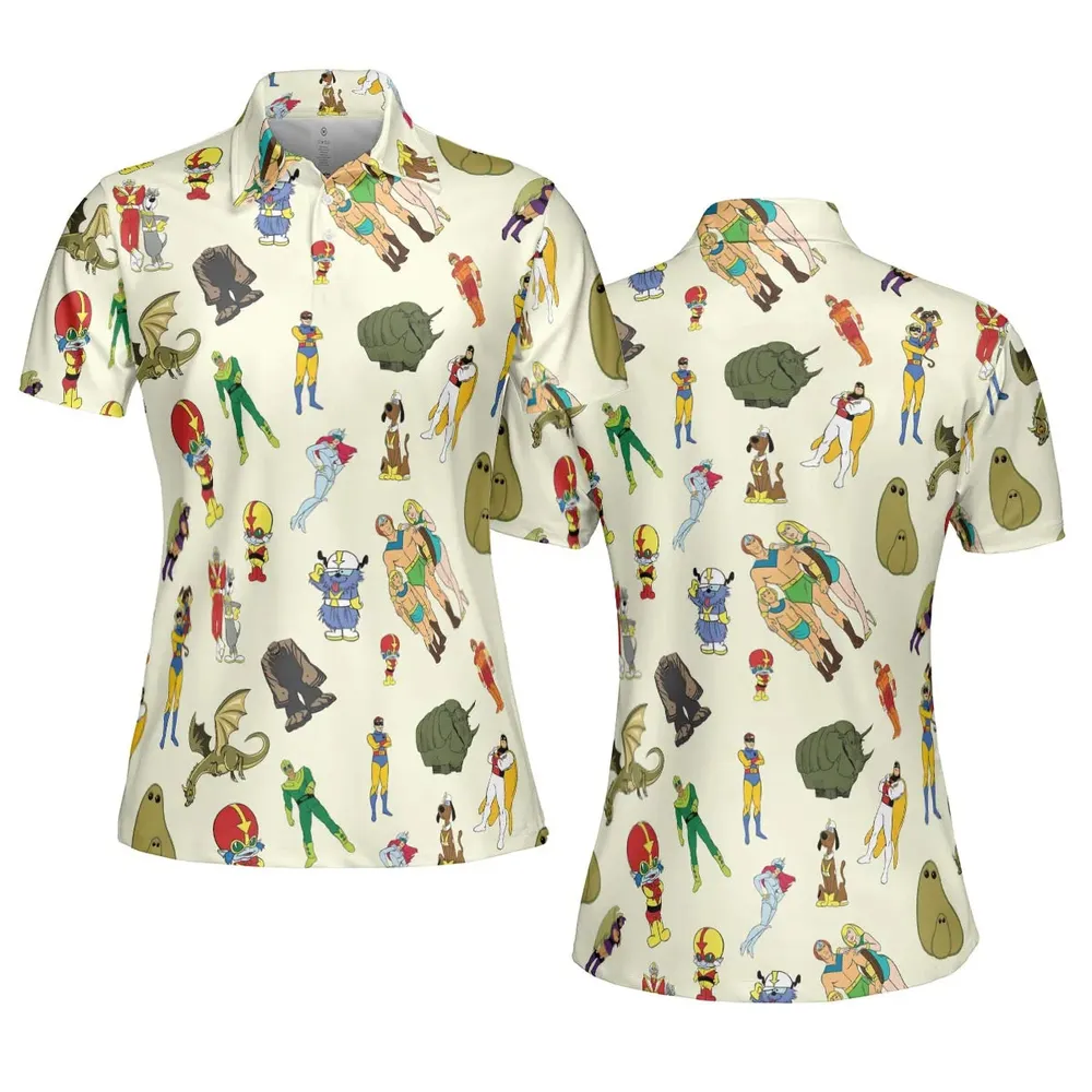 Herculoids and The Rest Of Hanna Barbera Space Stars AOP Men/Women Polo Shirt - 5