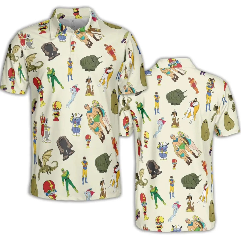 Herculoids and The Rest Of Hanna Barbera Space Stars AOP Men/Women Polo Shirt - 2