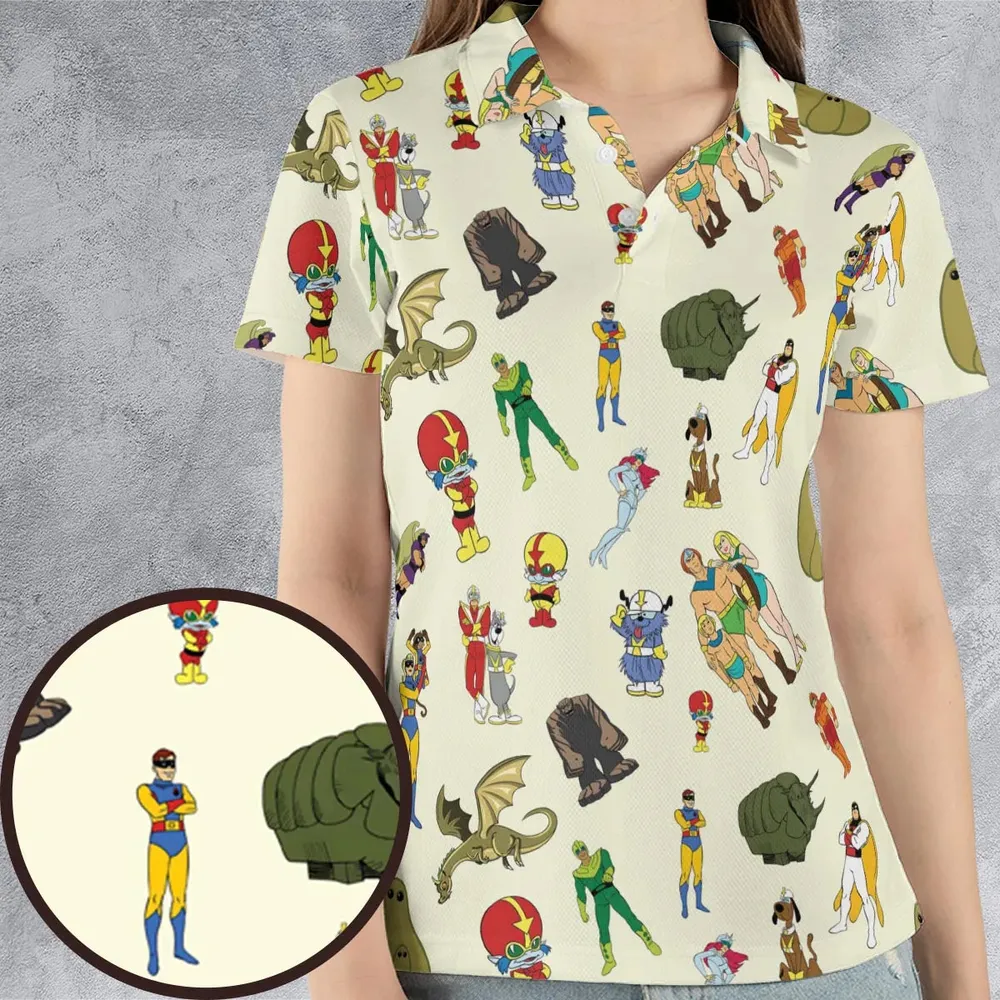 Herculoids and The Rest Of Hanna Barbera Space Stars AOP Men/Women Polo Shirt - 4