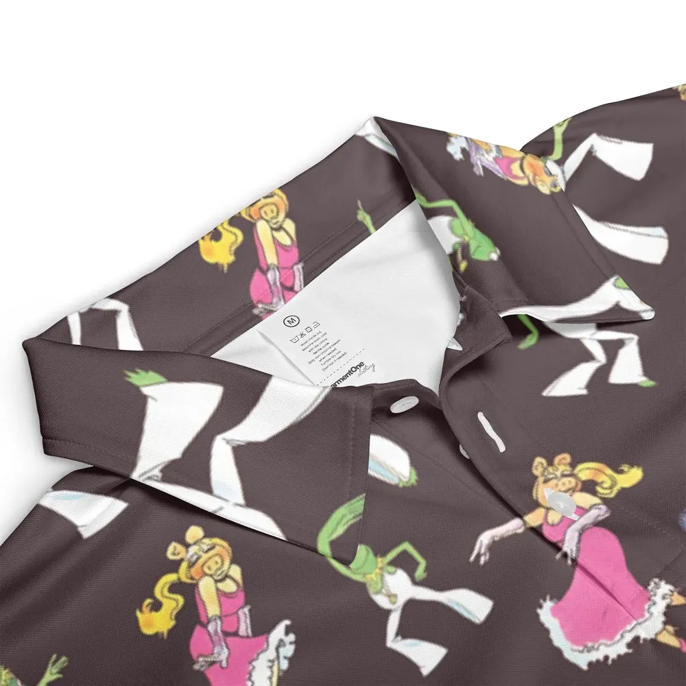 Disco Couple Kermit And Piggy The Muppet Show AOP Men/Women Polo Shirt - 3