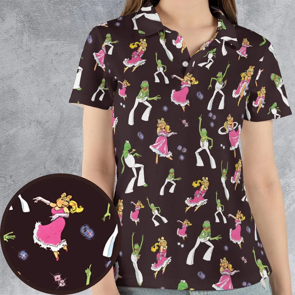 Disco Couple Kermit And Piggy The Muppet Show AOP Men/Women Polo Shirt - 4