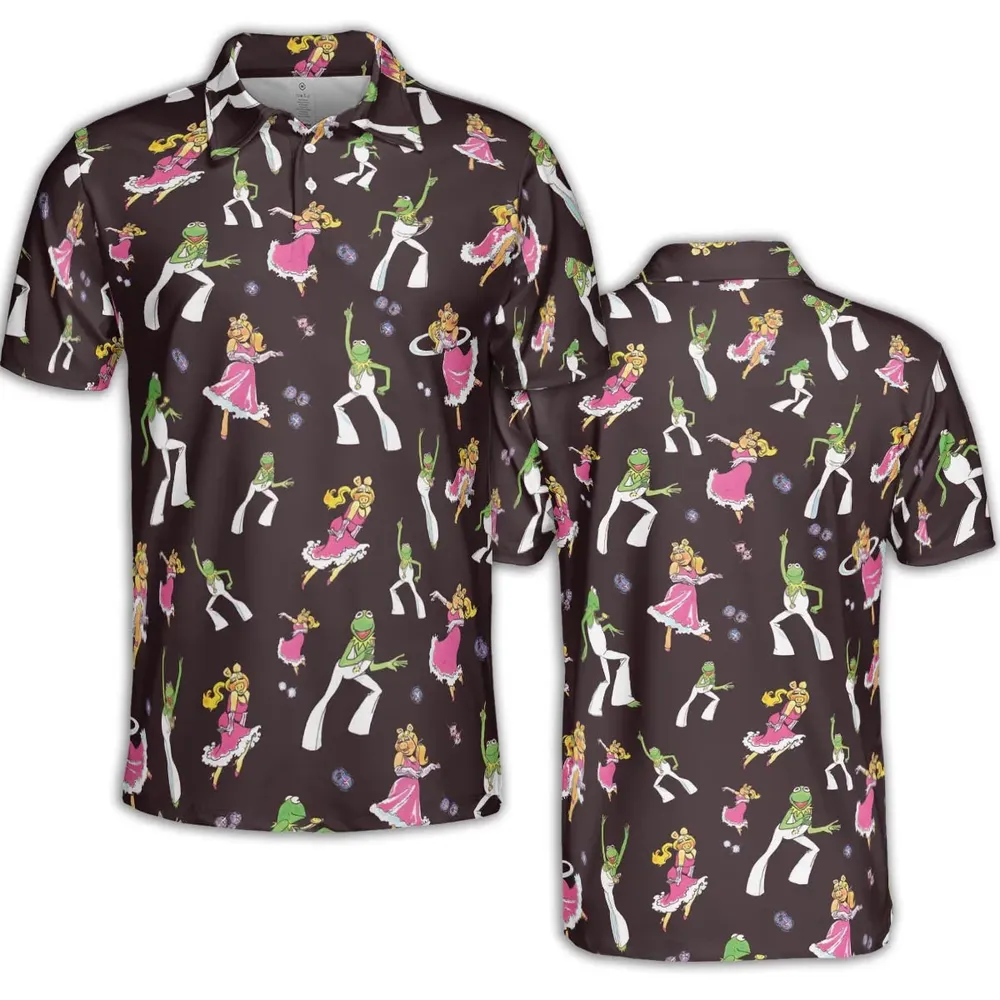 Disco Couple Kermit And Piggy The Muppet Show AOP Men/Women Polo Shirt - 2