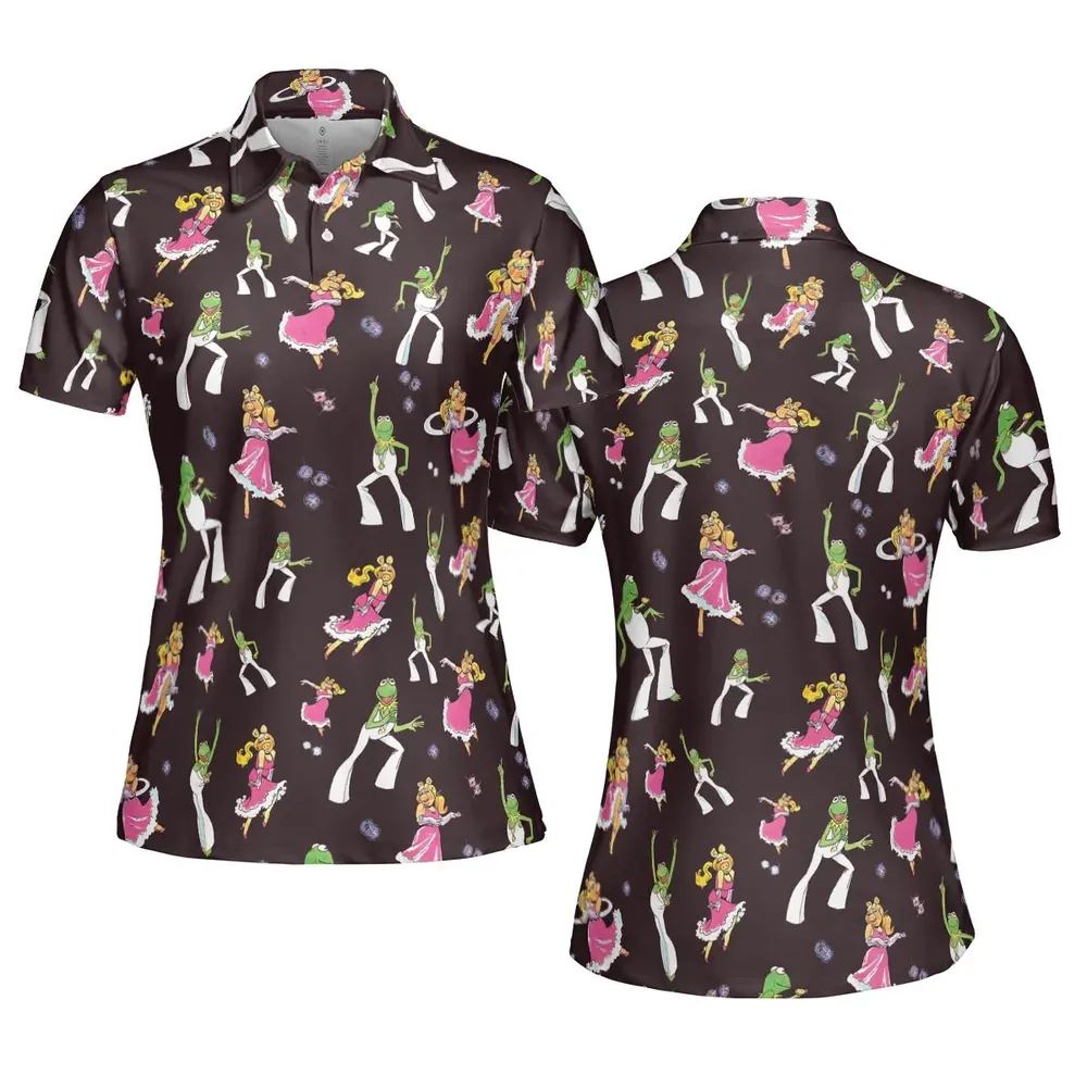 Disco Couple Kermit And Piggy The Muppet Show AOP Men/Women Polo Shirt - 5